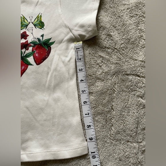 JULIET JOHNSTONE Women's White Graphic Short Sleeve Baby Tee Size S - Picture 6 of 7